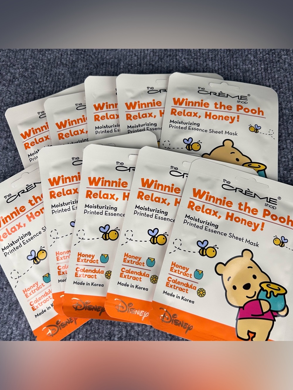 The Crème Shop Winnie the Pooh Relax, Honey! Moisturizing Sheet Masks- lot of 10